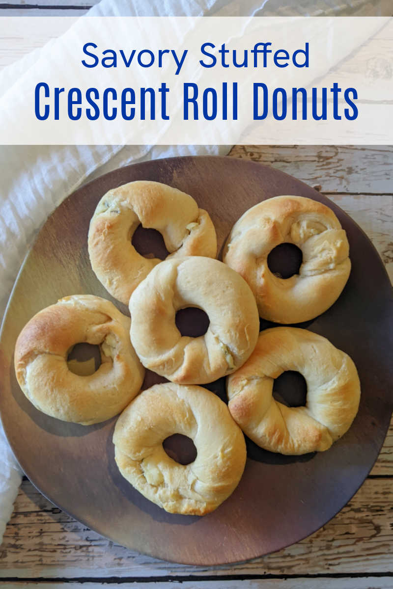 These savory stuffed crescent roll donuts are delicious and are also a fun, new way to enjoy cream cheese and crescents.