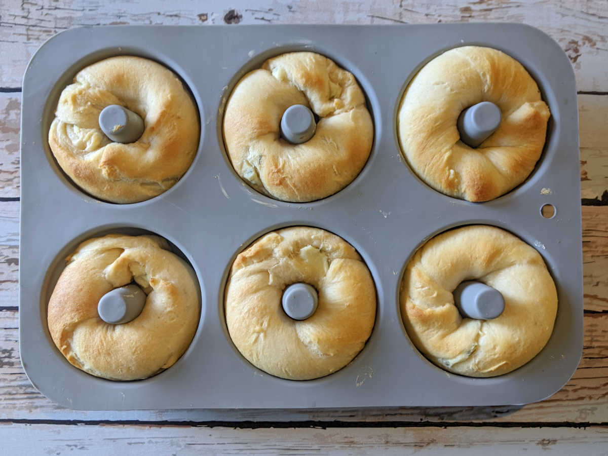 savory stuffed crescents in silicone donut pan