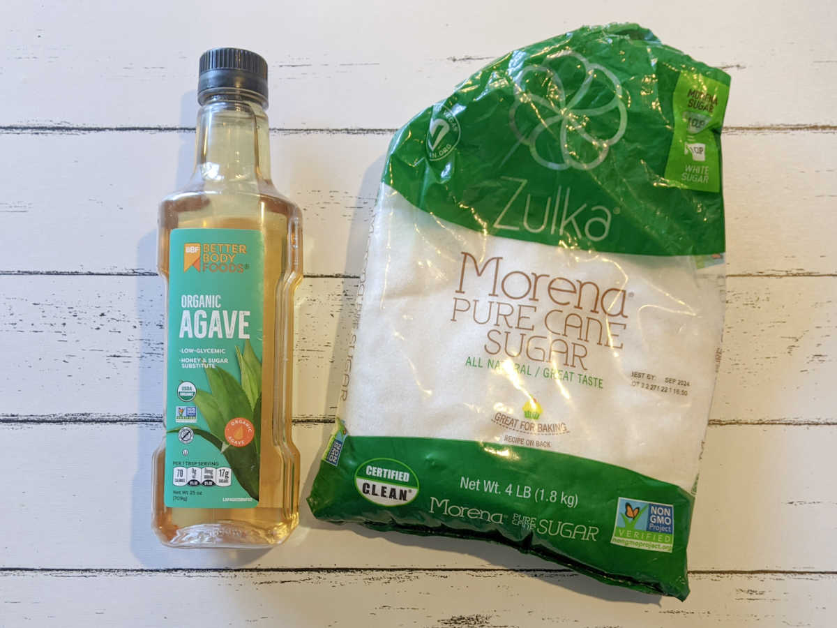 organic agave nectar and pure cane sugar