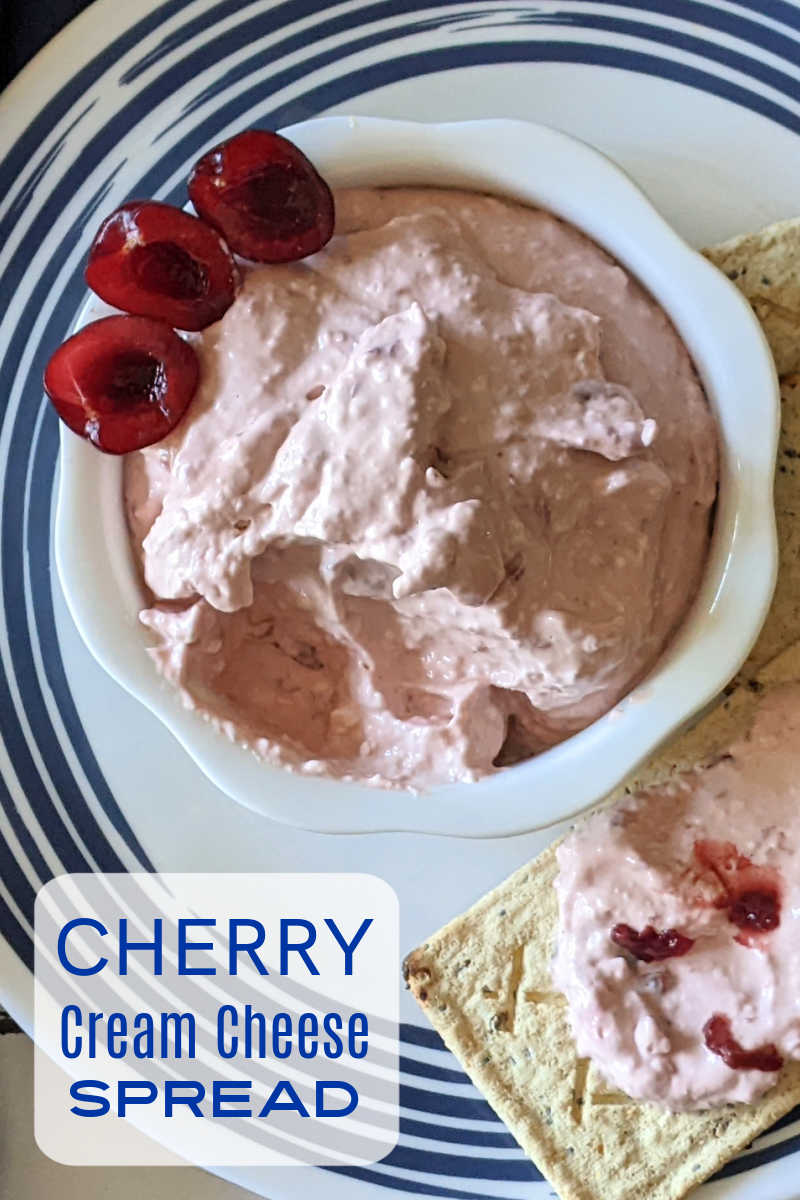 This easy and delicious cherry cream cheese spread recipe is a perfect creamy fruit topping for bagels, bread or crackers.