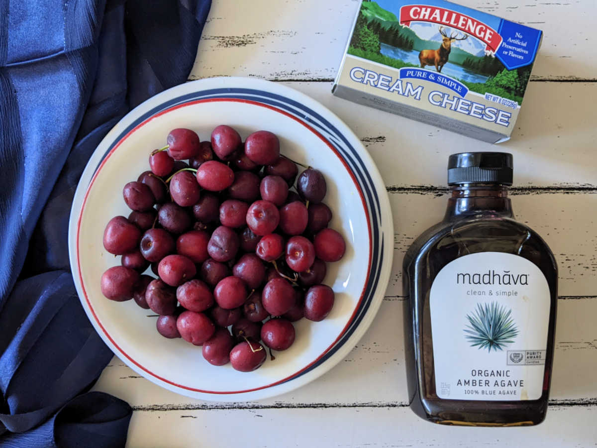 ingredients for cherry cream cheese spread