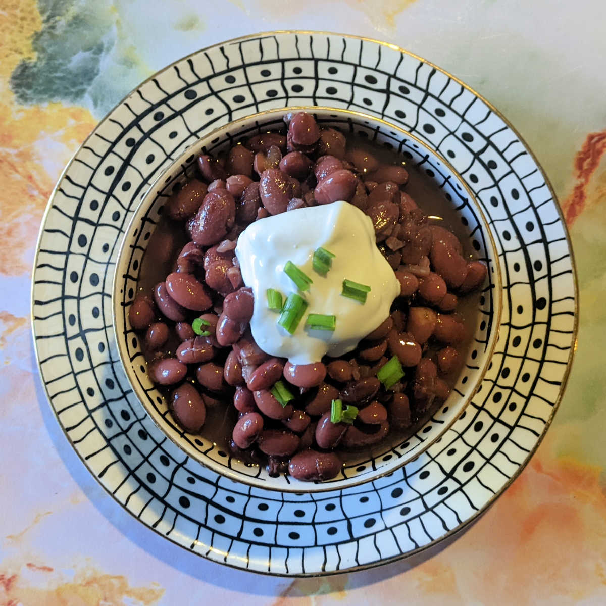 hard cider slow cooker beans with sour cream
