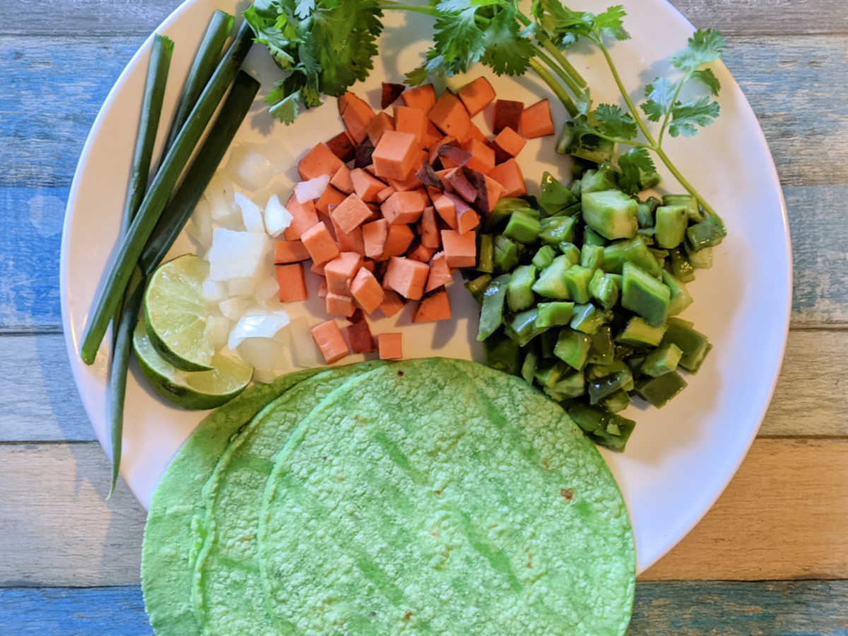 ingredients nopal sweet potato tacos