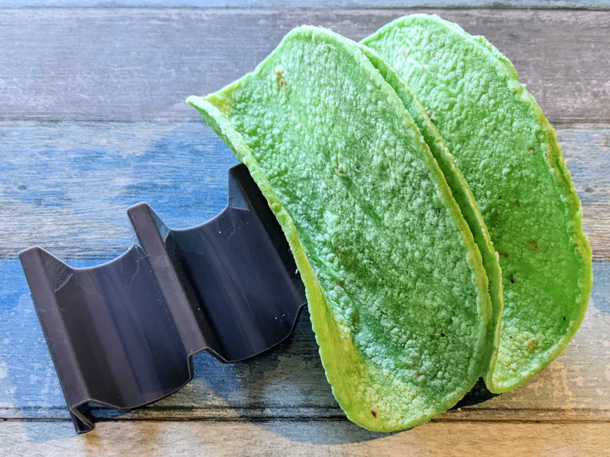 nopal tortillas in taco holder