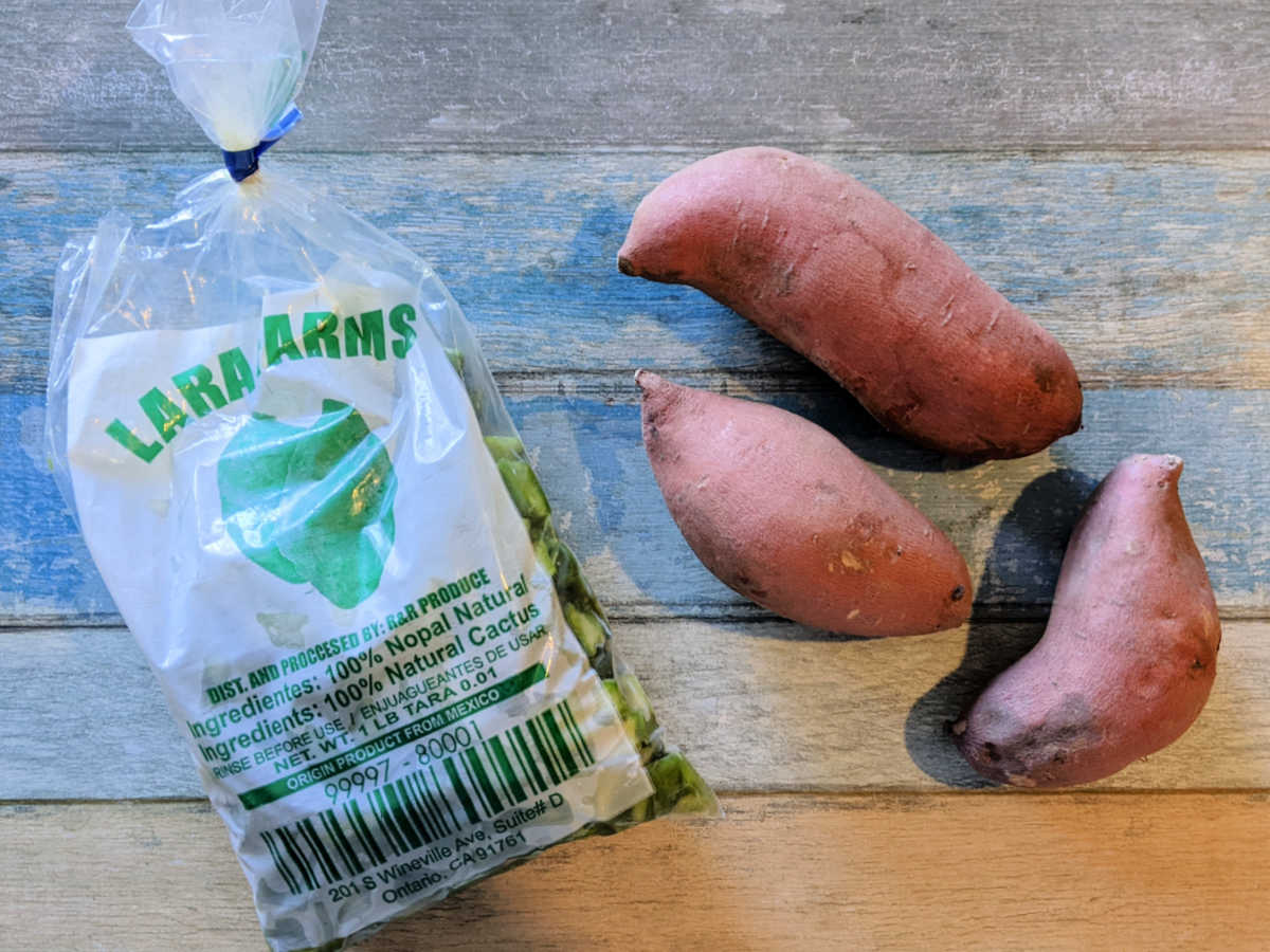 package of nopal and sweet potatoes