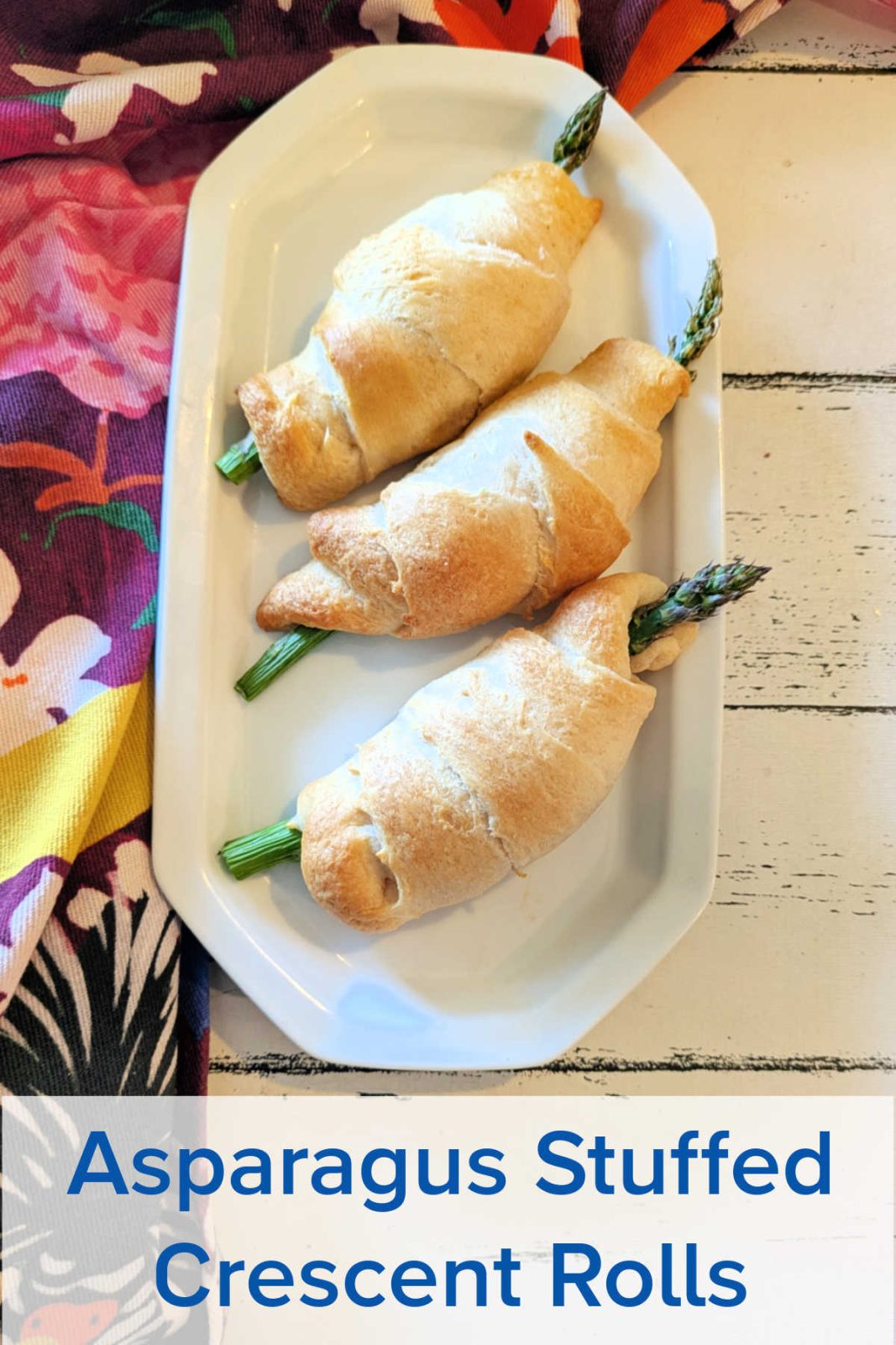 Whip up these easy asparagus stuffed crescent rolls in minutes! They are creamy, cheesy, and bursting with spring flavor, so are the perfect appetizer or snack.