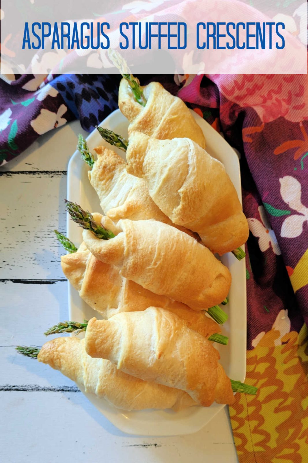 Whip up these easy asparagus stuffed crescent rolls in minutes! They are creamy, cheesy, and bursting with spring flavor, so are the perfect appetizer or snack.