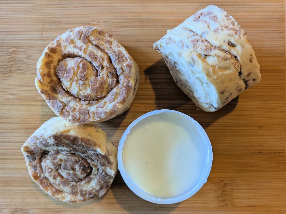 cinnamon roll dough and icing