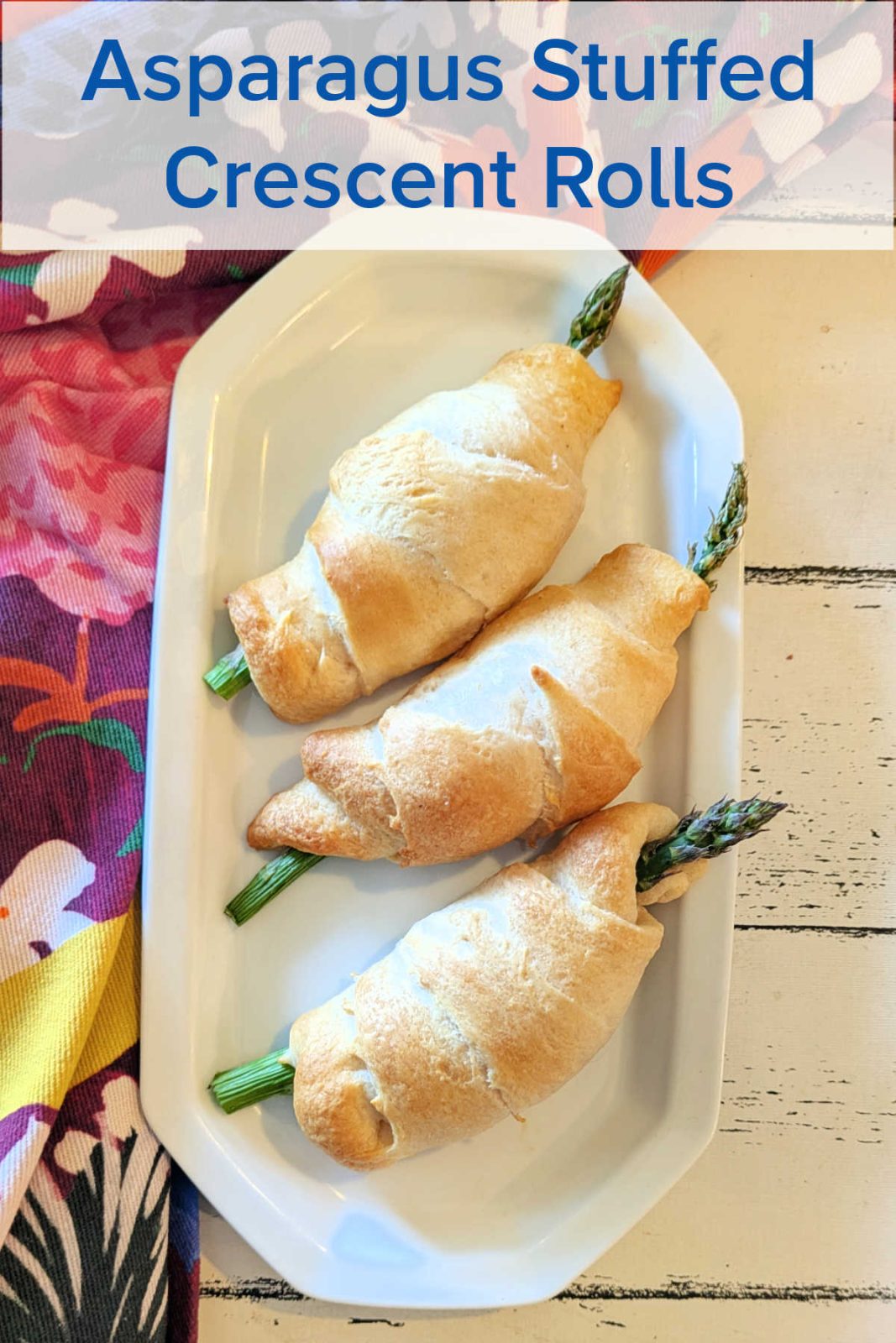 Whip up these easy asparagus stuffed crescent rolls in minutes! They are creamy, cheesy, and bursting with spring flavor, so are the perfect appetizer or snack.