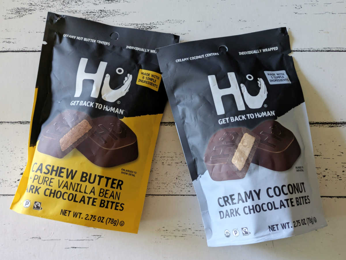 2 bags hu dark chocolate bites