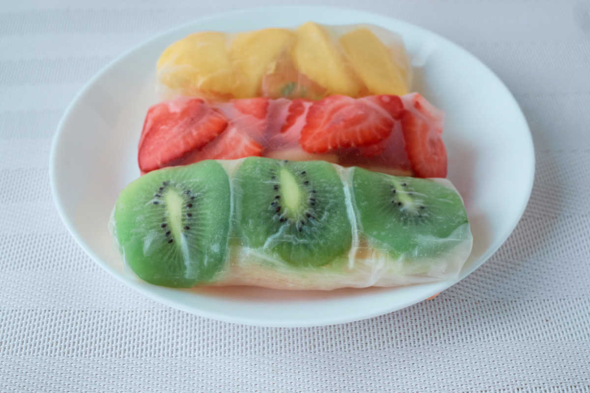 kiwi strawberry mango fruit spring rolls