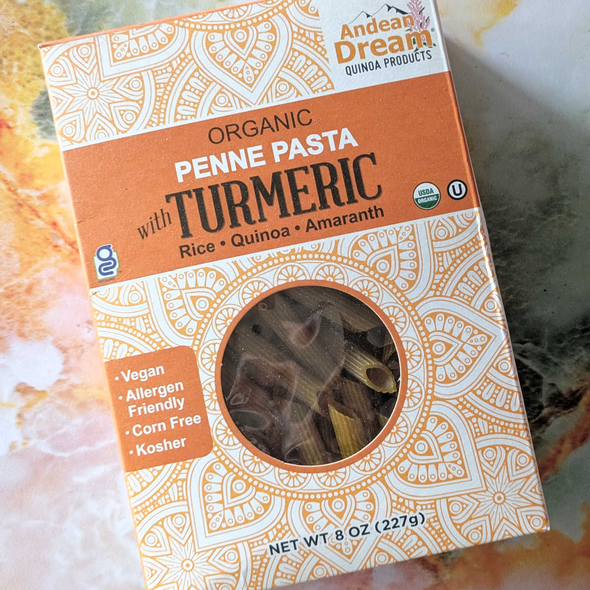 organic penne andean dream turmeric pasta