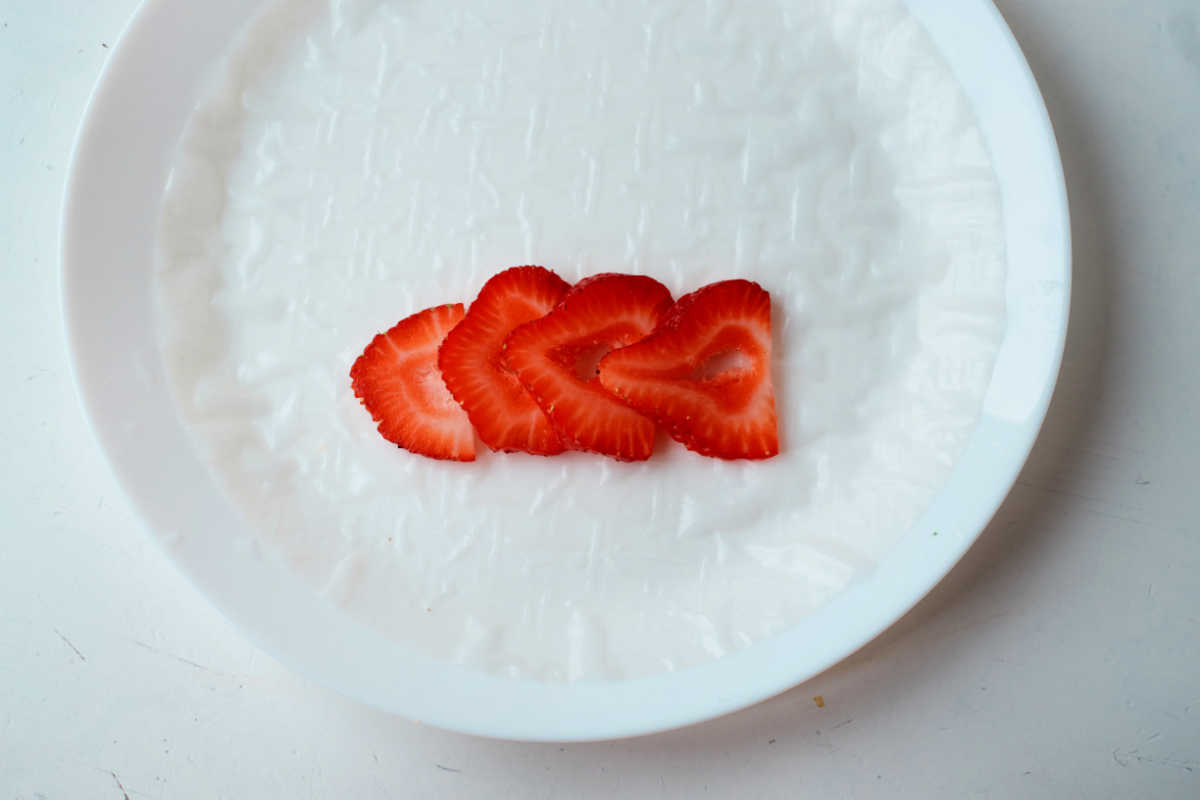 strawberries on rice paper