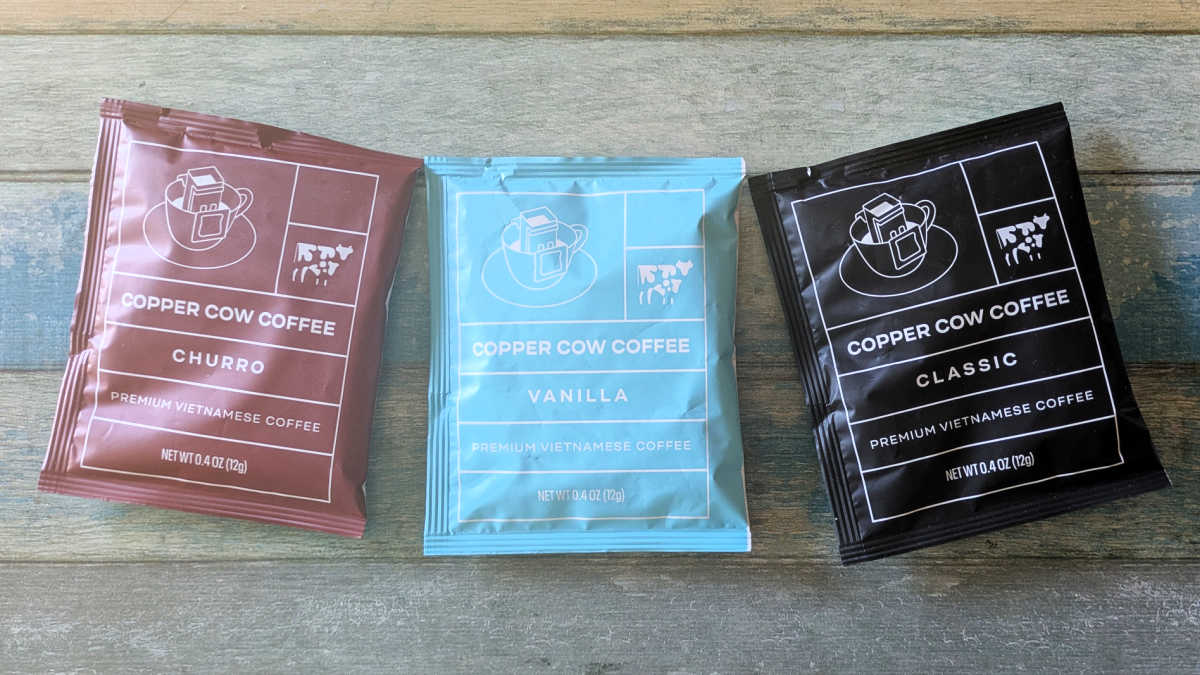 copper cow coffee pour over single serve packets