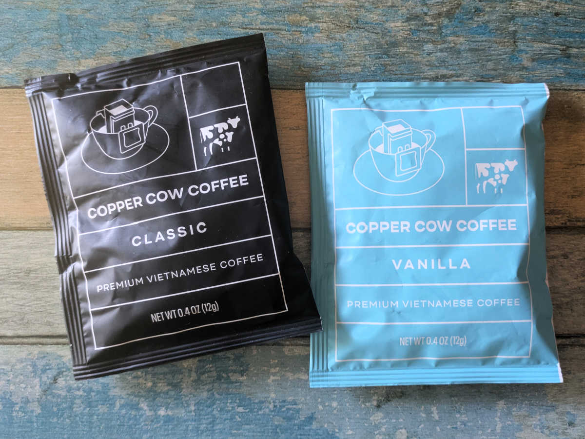 copper cow pour over single serve coffees