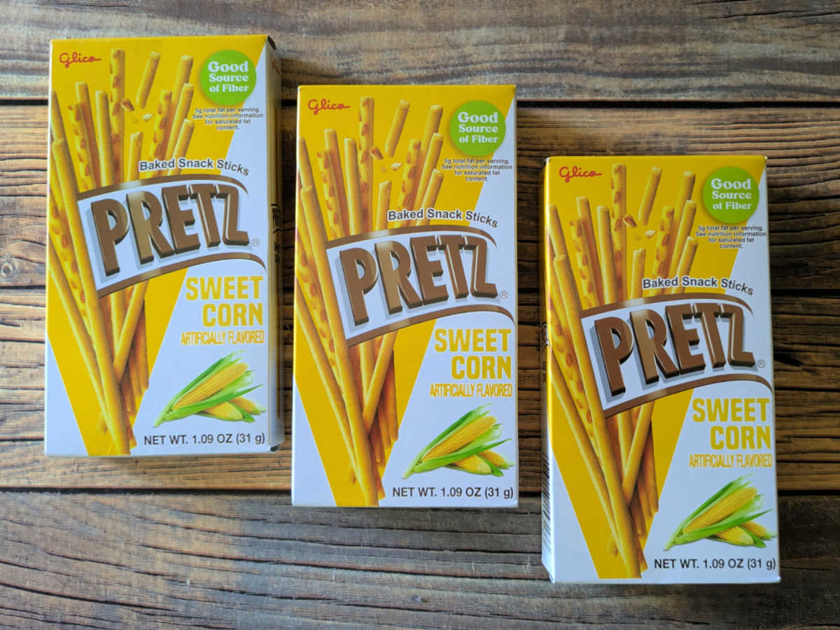 glico pretz sweet corn snacks