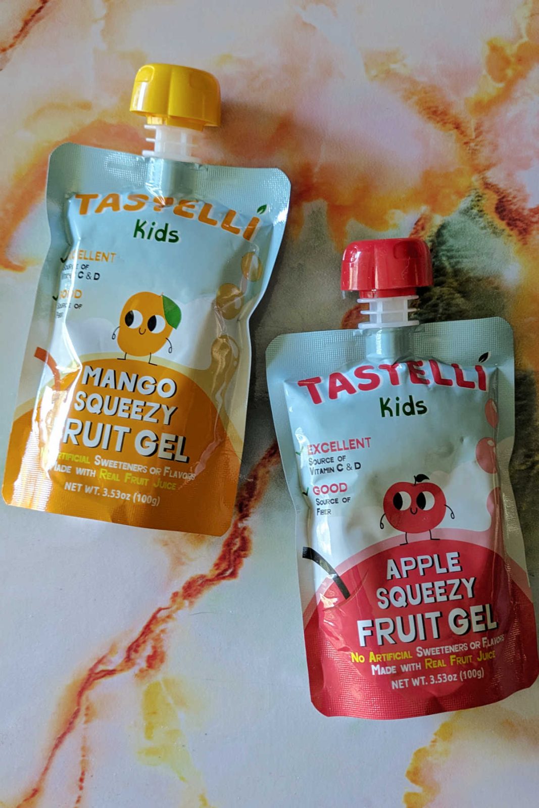 Tastelli Kids Squeezy Fruit Gel delivers fun in every bite! These portable, real fruit juice gels are a hit for their delicious taste and nutritious fiber, Vitamin D & C.