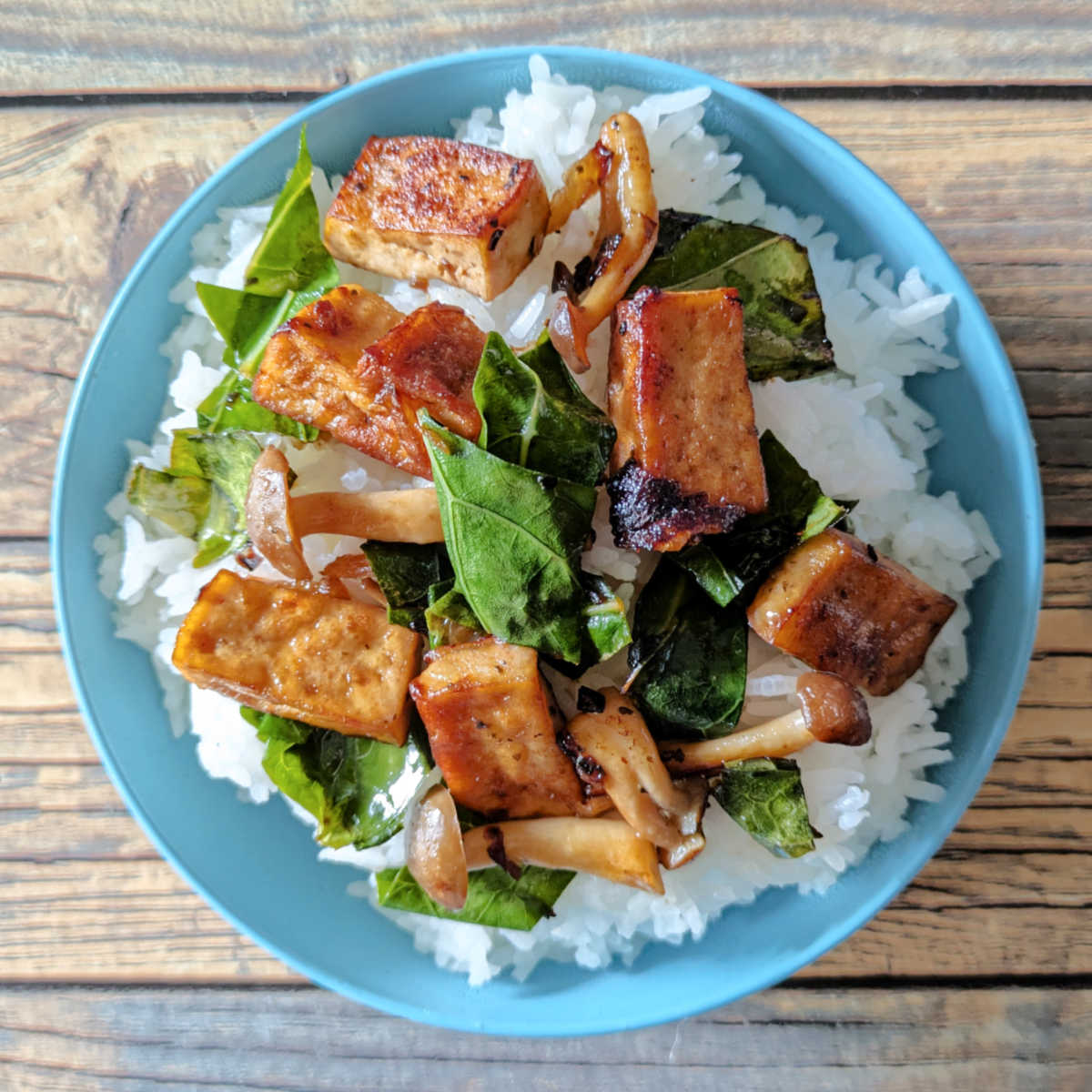 tofu and veggies with jasmine rice