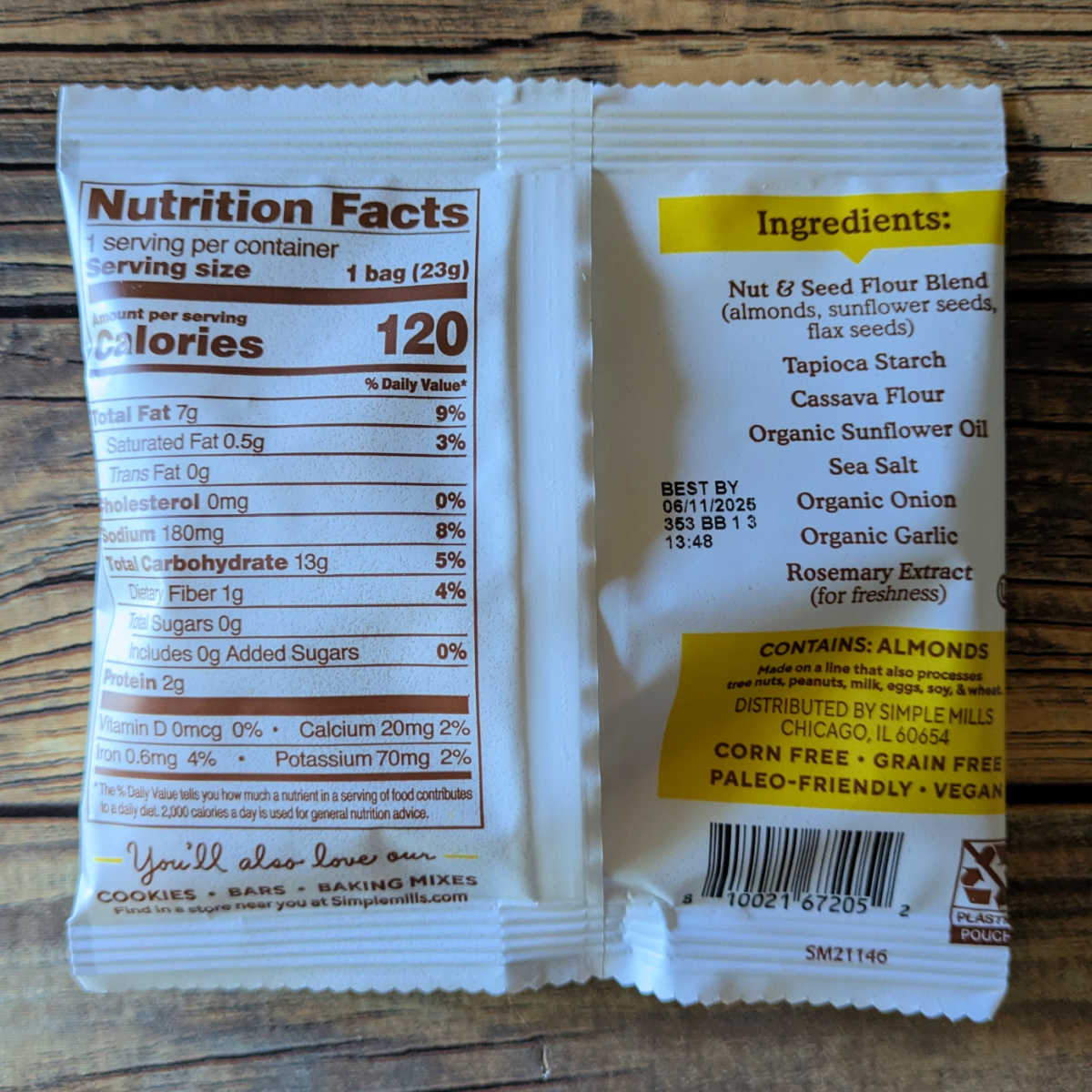 Simple Mills Almond Flour Crackers package