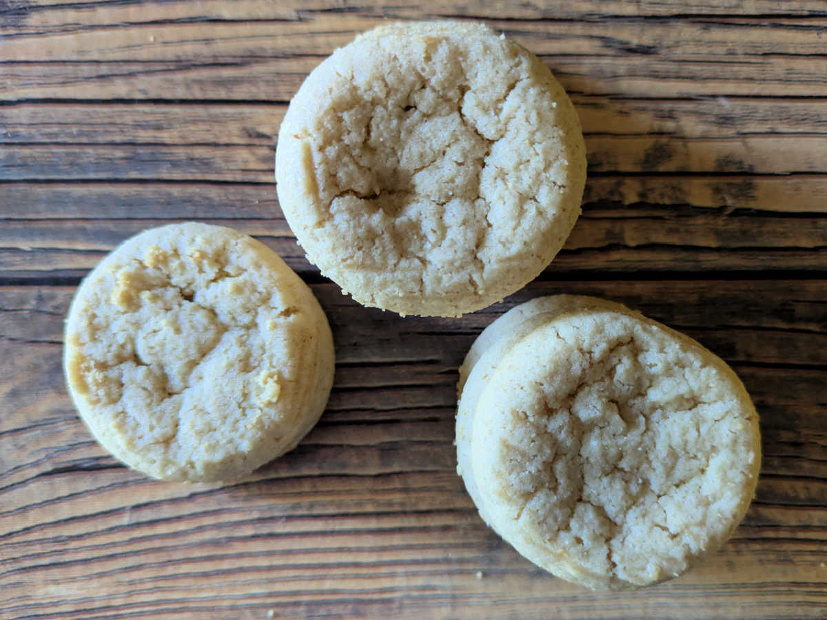 three soft baked partake lemon cookies