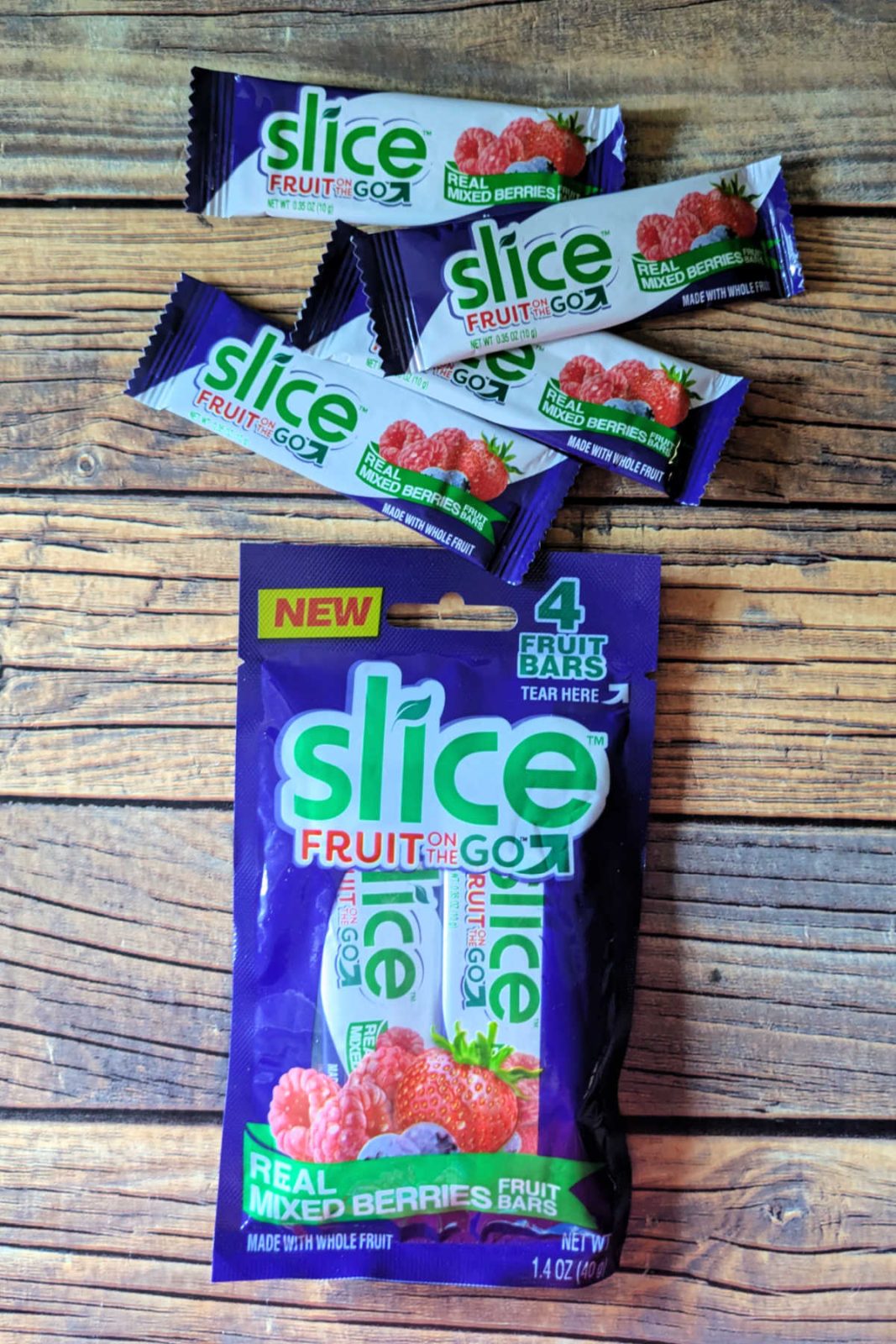SLICE Fruit Bars are a convenient, portable snack with a sweet fruit flavor. They're a good size for a quick bite and come in Mixed Berry, Mango, and Strawberry.