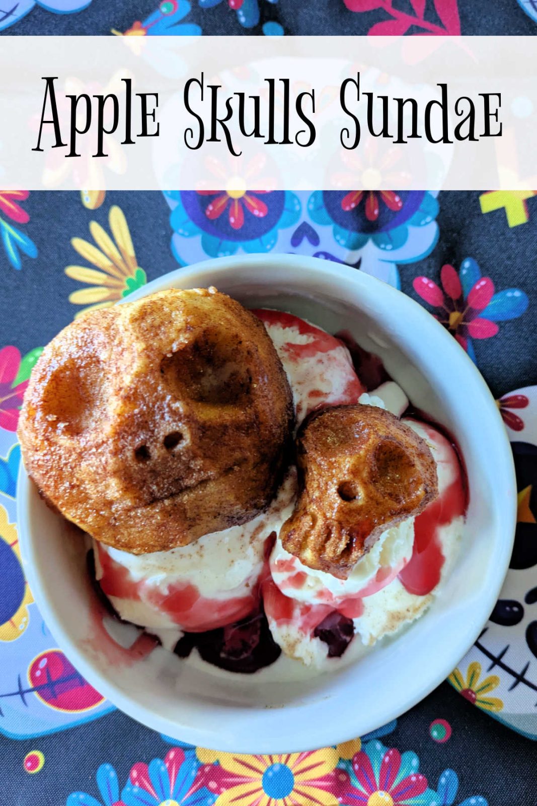 Carve, bake, and serve! Learn how to make adorable (and delicious) Baked Apple Skulls served warm atop a vanilla ice cream sundae dripping with "blood" syrup. A fun, easy Halloween dessert!