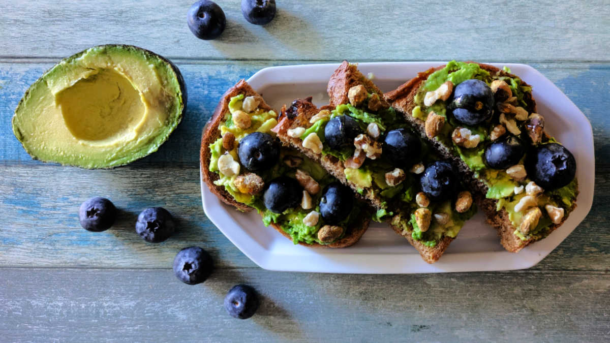 avocado toast with blueberries