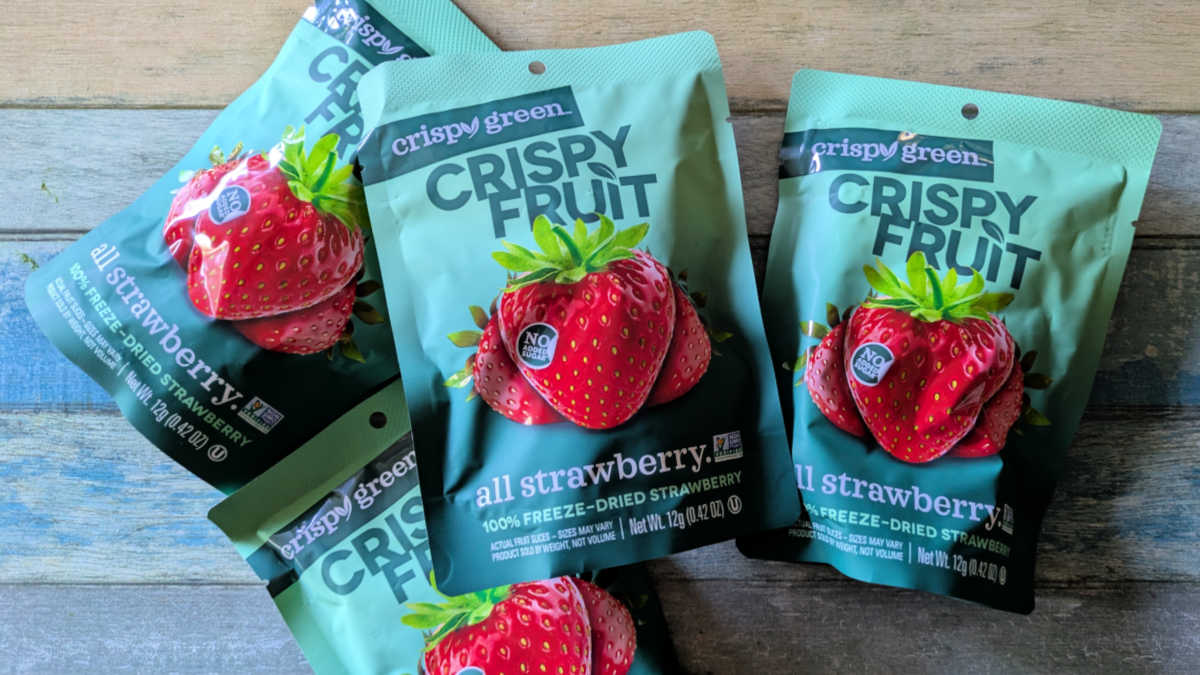 crispy green freeze dried strawberry packets