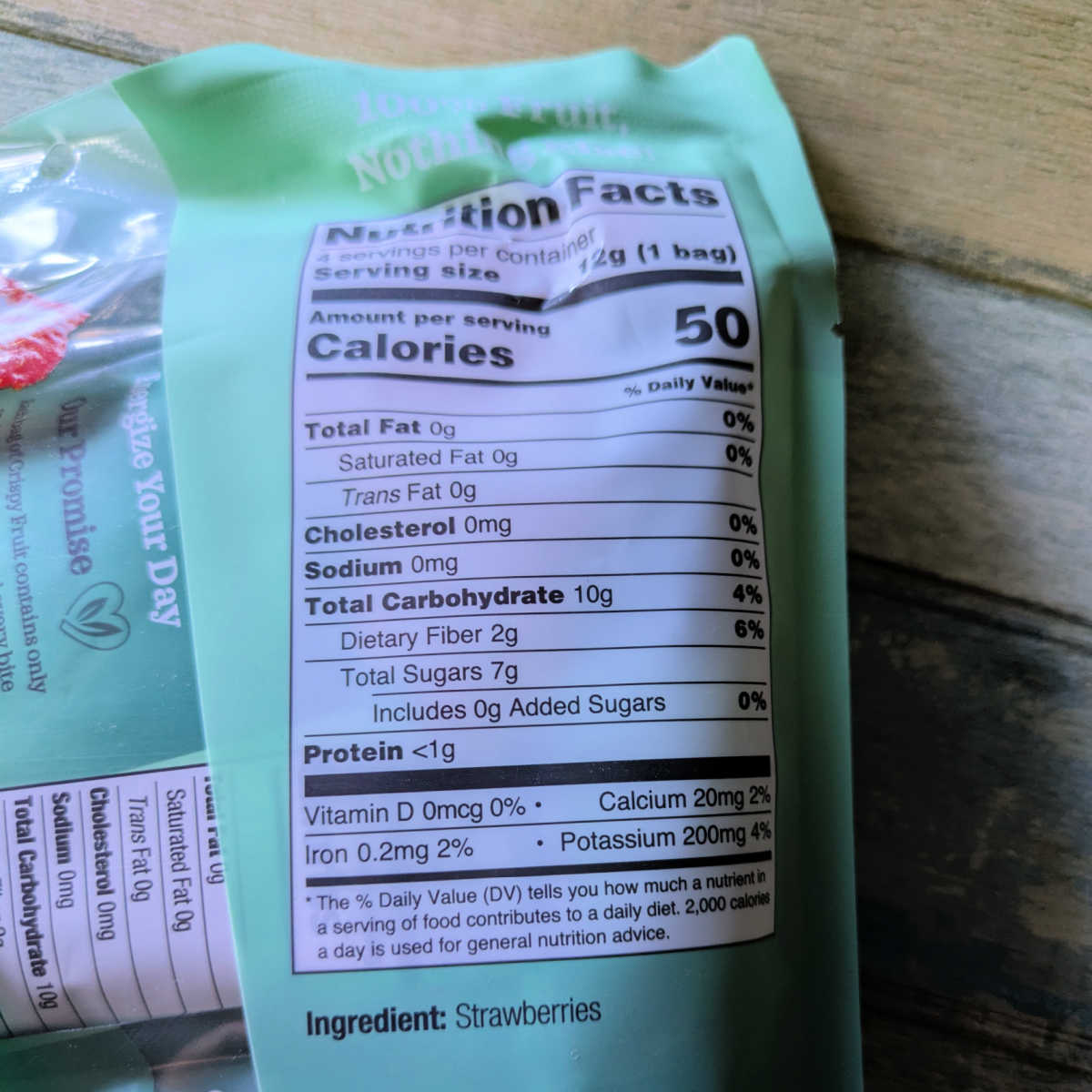 nutrition facts crsipy green strawberries