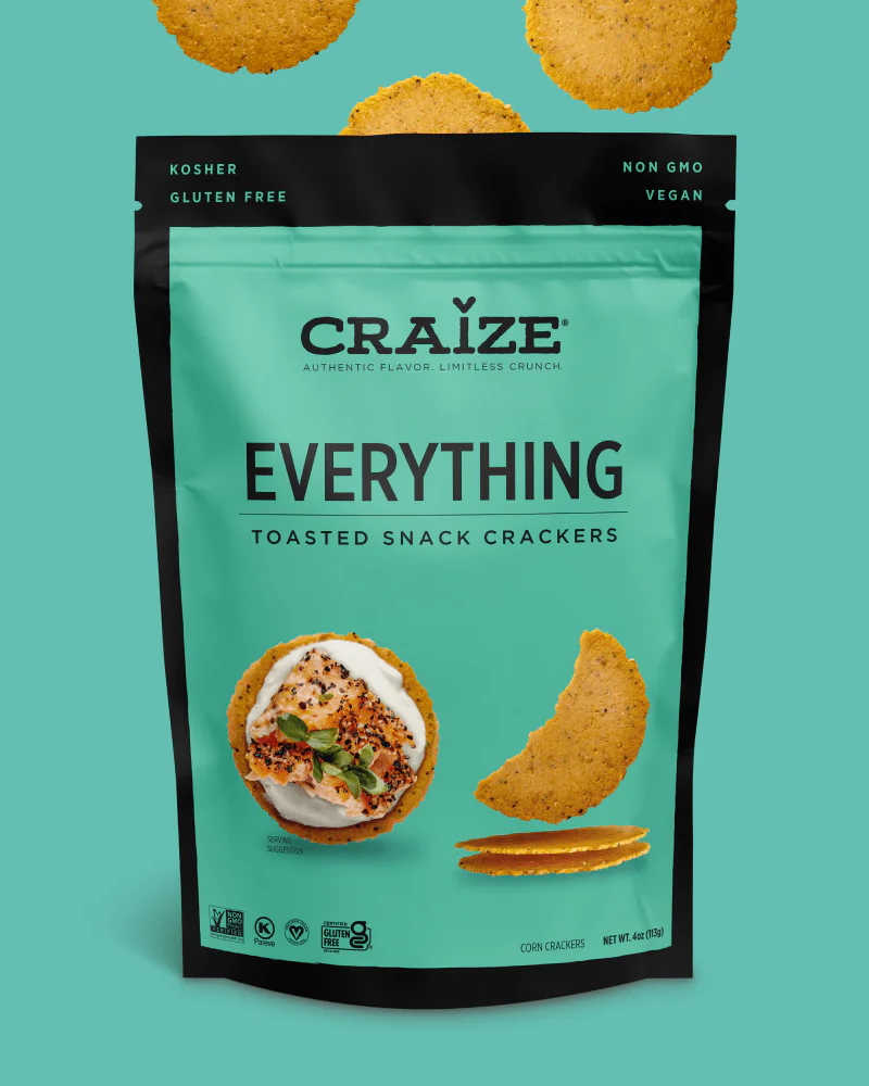 Craize Snack Crackers are super thin and super crispy, offering a fun flavor assortment perfect for dipping and toppings. They are GF, Vegan, and feature unique flavors like the incredible guava!