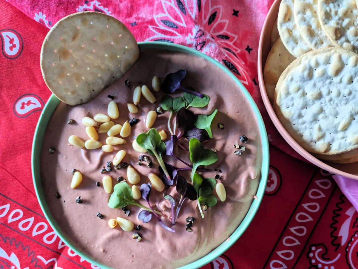 creamy garlic beet dip