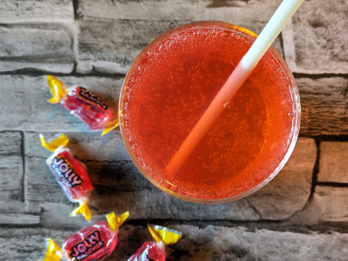 red jolly rancher infused sparkling drink