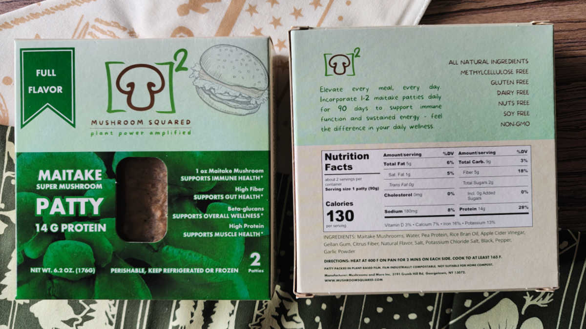 mushroom squared frozen burger patties