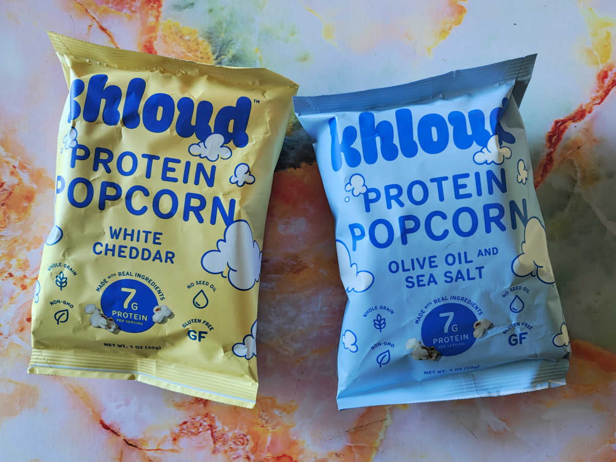 two bags khloud protein popcorn