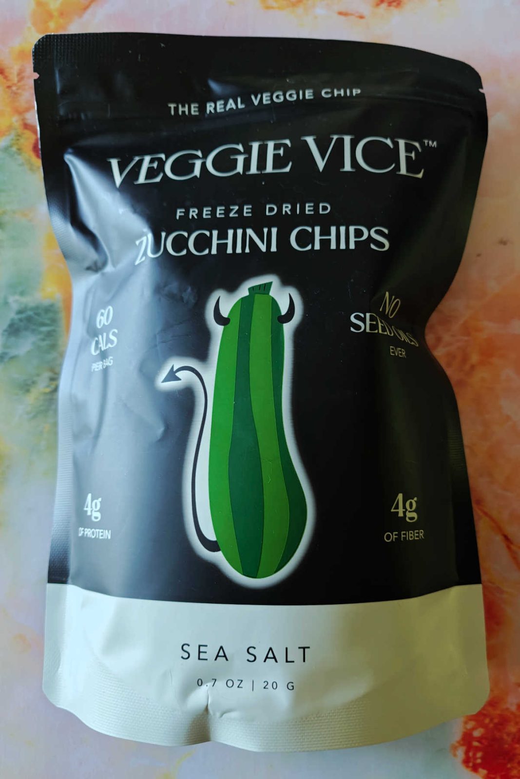 Veggie Vice Zucchini Chips are clean, simple, and delicious. Made with just two ingredients (zucchini and sea salt) these freeze-dried snacks are oil-free, keto-friendly, and perfectly light and airy!