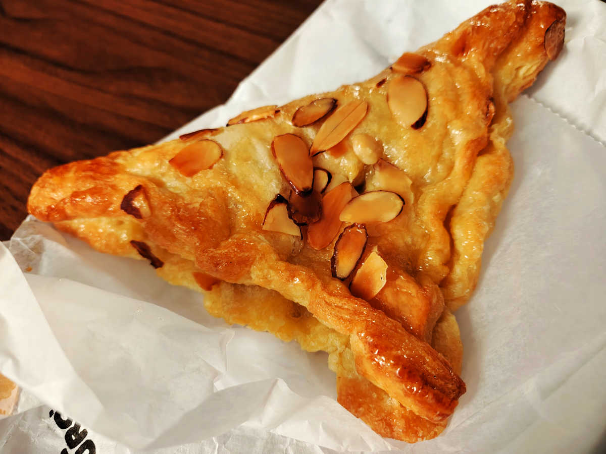 Fresh peach turnover at Sun n Buns Bakery Morro Bay